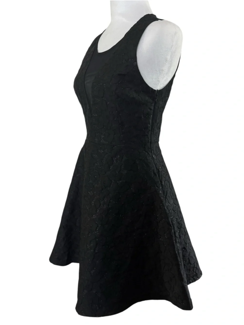 ASTR The Label Black Textured Mesh Fit & Flare Dress Size Small LBD - Picture 4 of 11